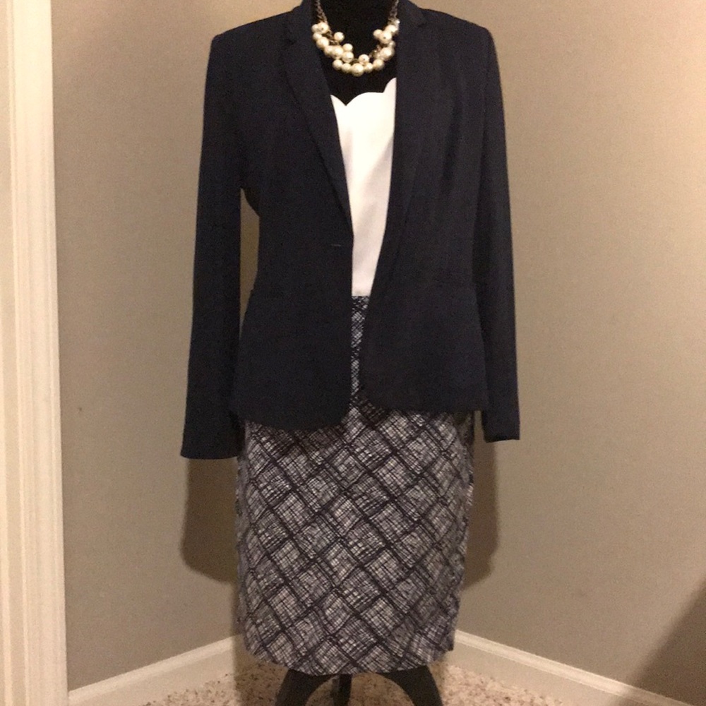 Banana Republic Navy Print Pencil Skirt